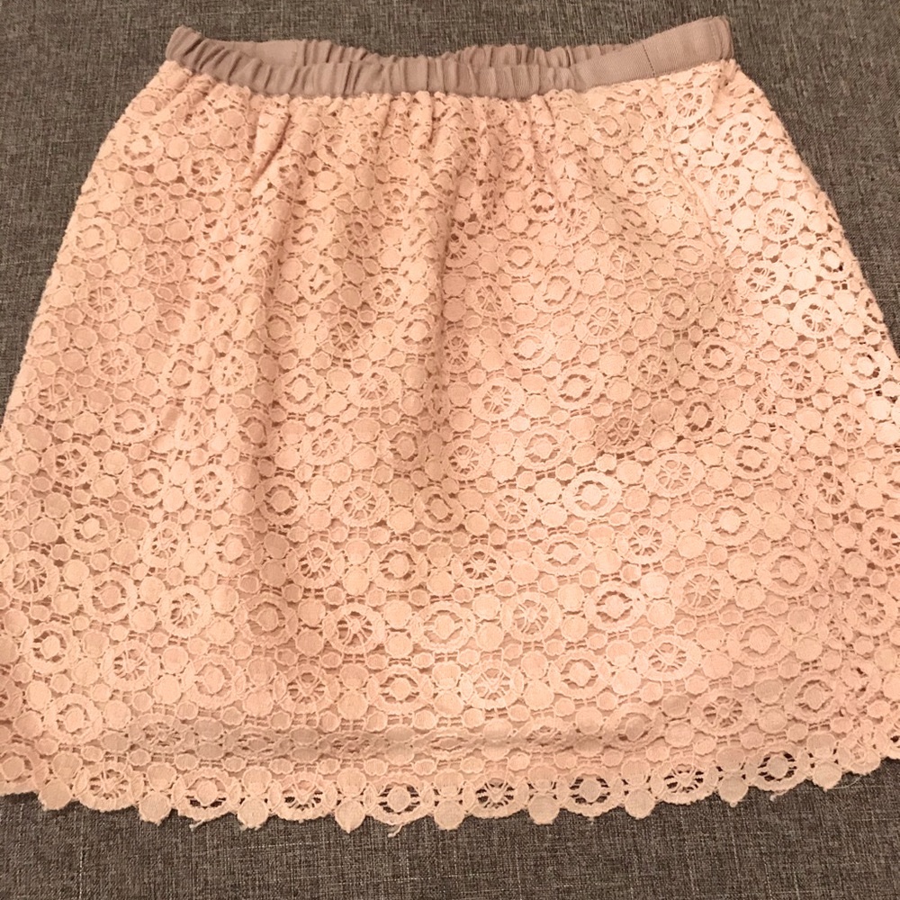 FINAL DROP J Crew elastic waist pink skirt embroidered size 0